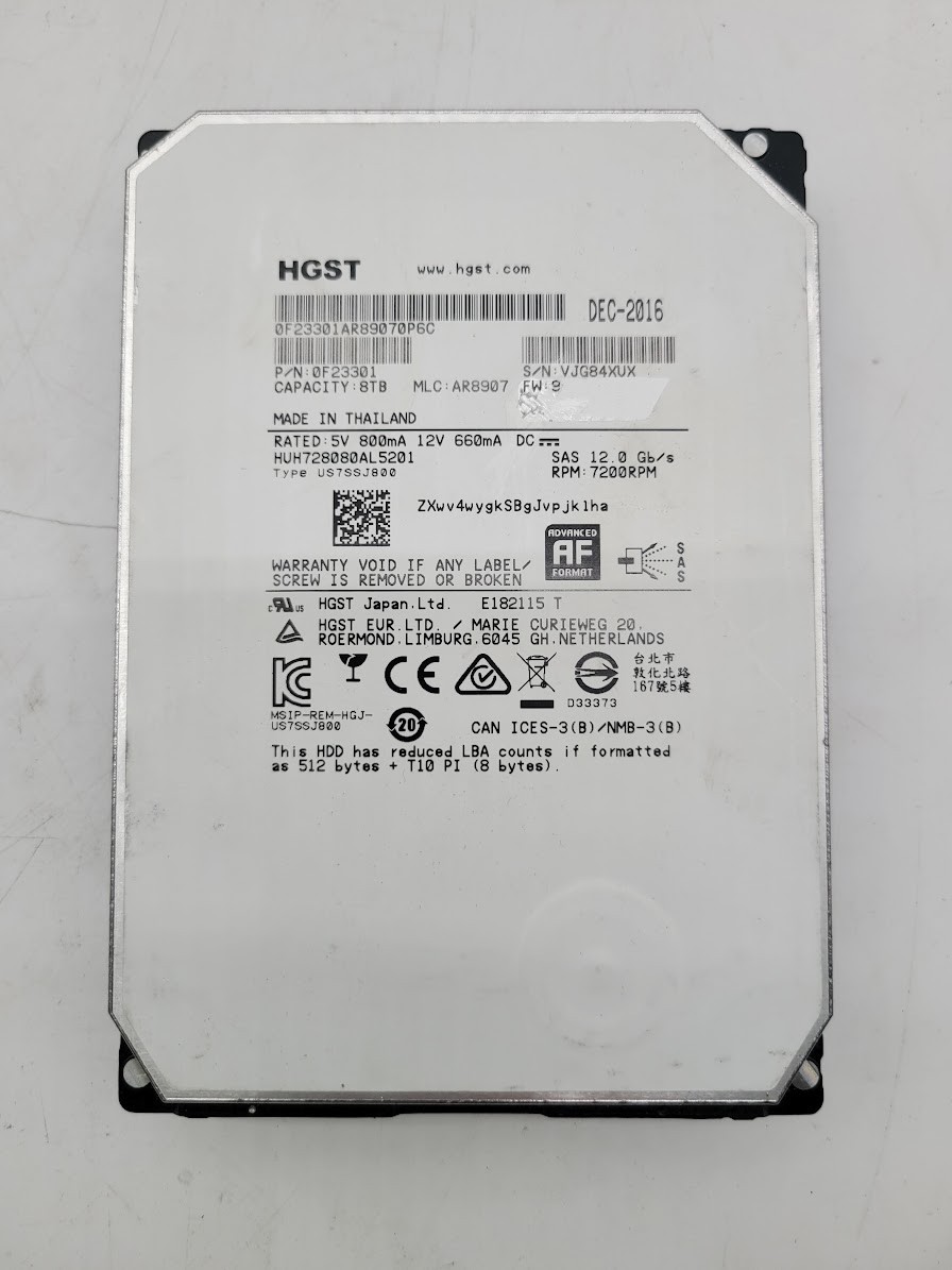 SAS-HGST  3.5" 8TBs SAS Hard Drive HUH728080AL5201