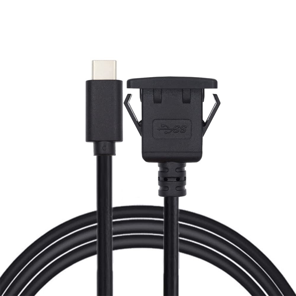 NFHK Waterproof Dustproof USB-C Type-C USB 3.1 10Gbps 100cm, Black Latch Type