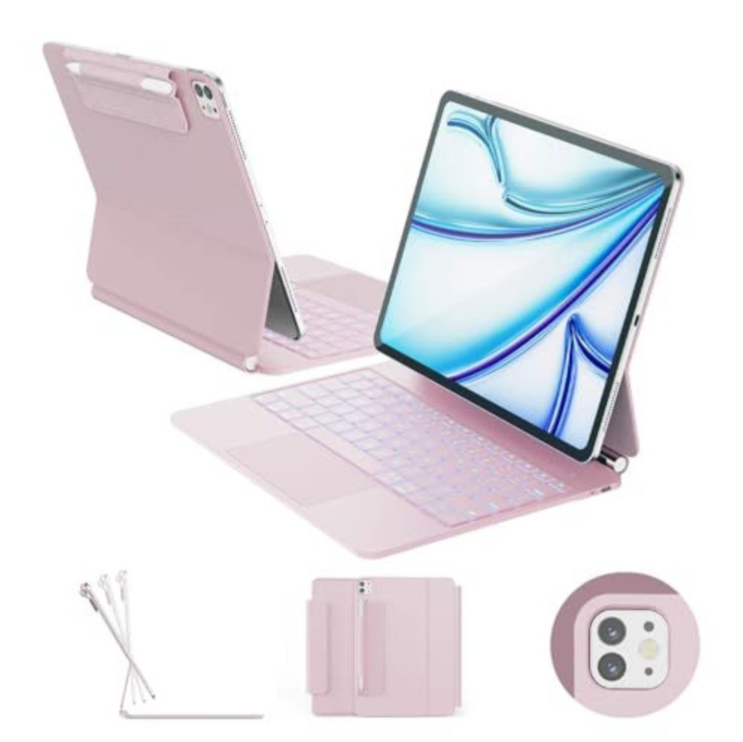 Raymcraft iPad Air 13 Keyboard Case Pink Backlit Trackpad Pro 12.9 PINK