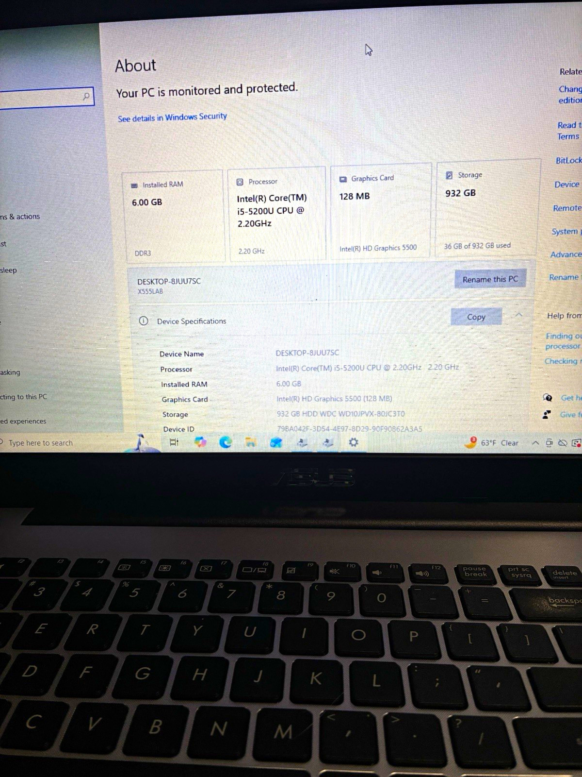ASUS X555LAB 15.6" i5-5200U 6GB 932GB HDD Win10 Black/Silver