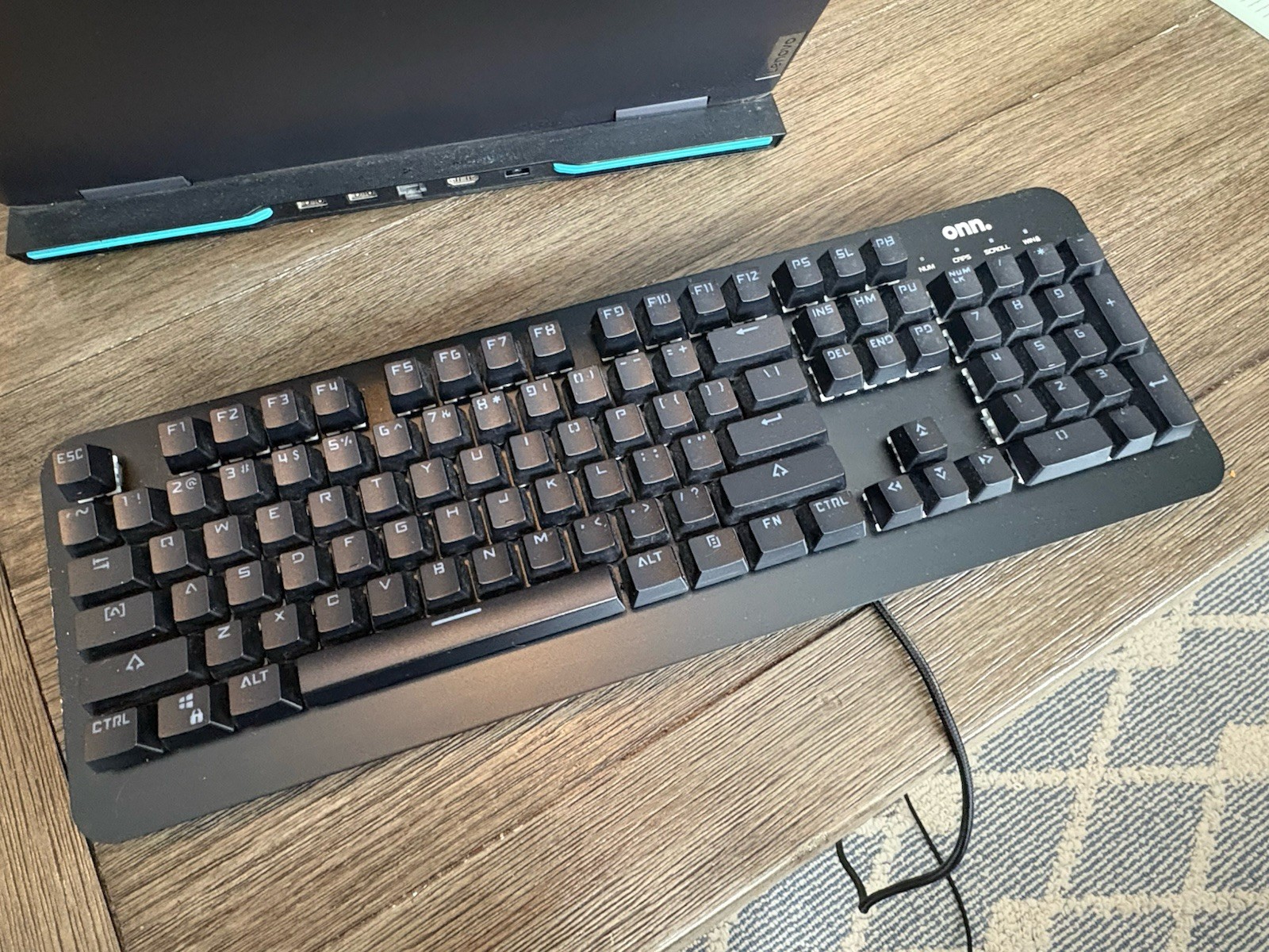 ONN Gaming Mechanical Keyboard RGB Blue Switches 104-Key + Wrist Rest MINT