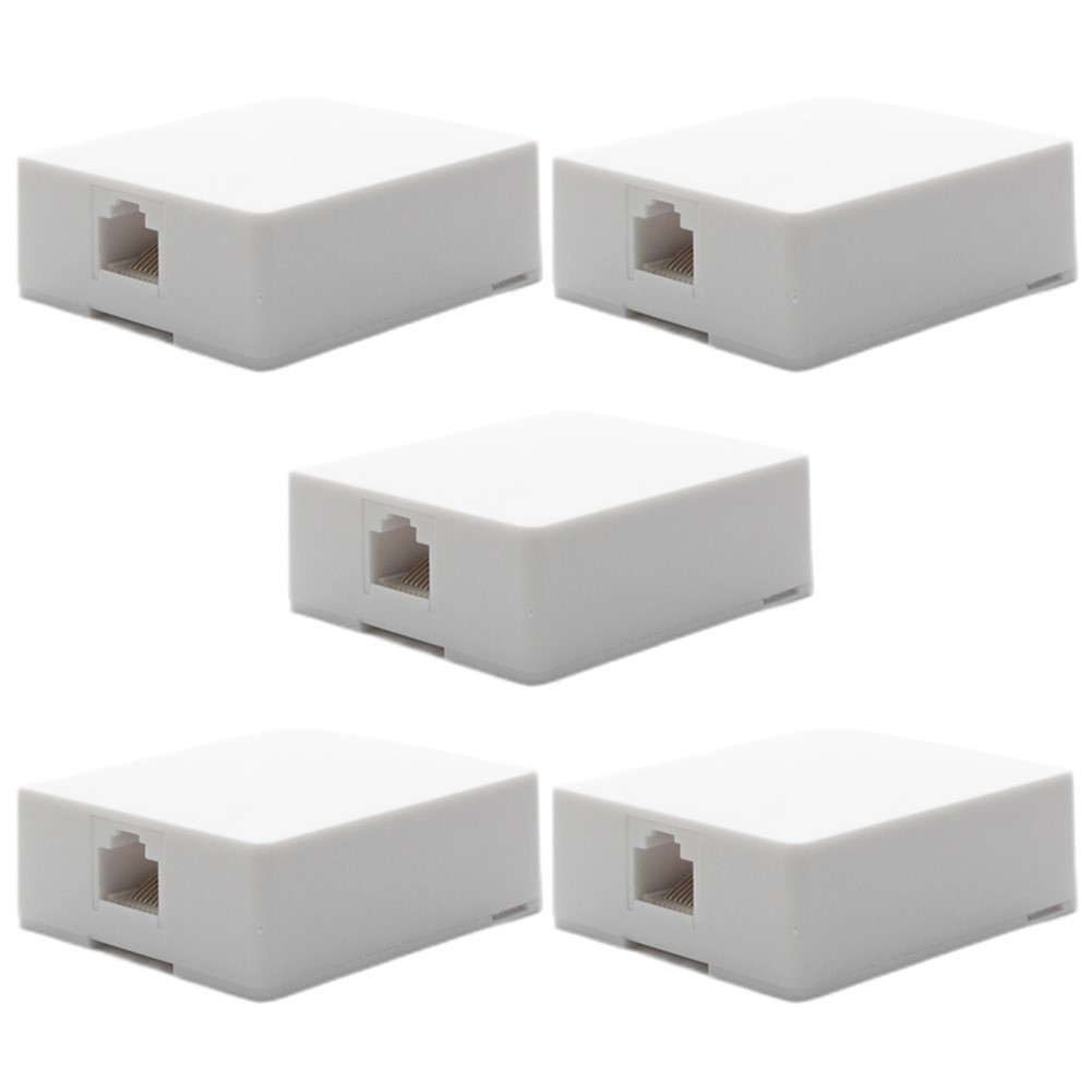 5x 1-Port RJ45 8P8C Network Ethernet Keystone Jack Wall Surface Mount Box White
