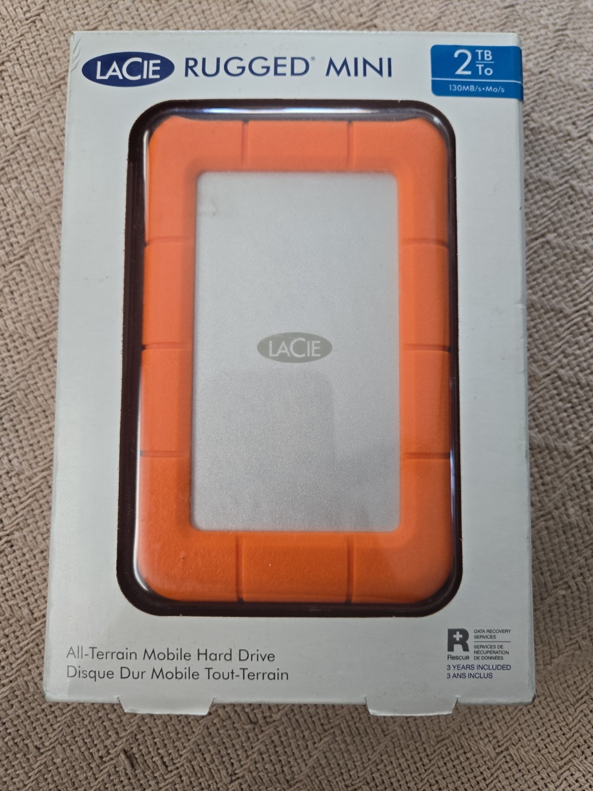 LaCie LAC9000298 Rugged Mini 2TB External Hard Drive - Orange