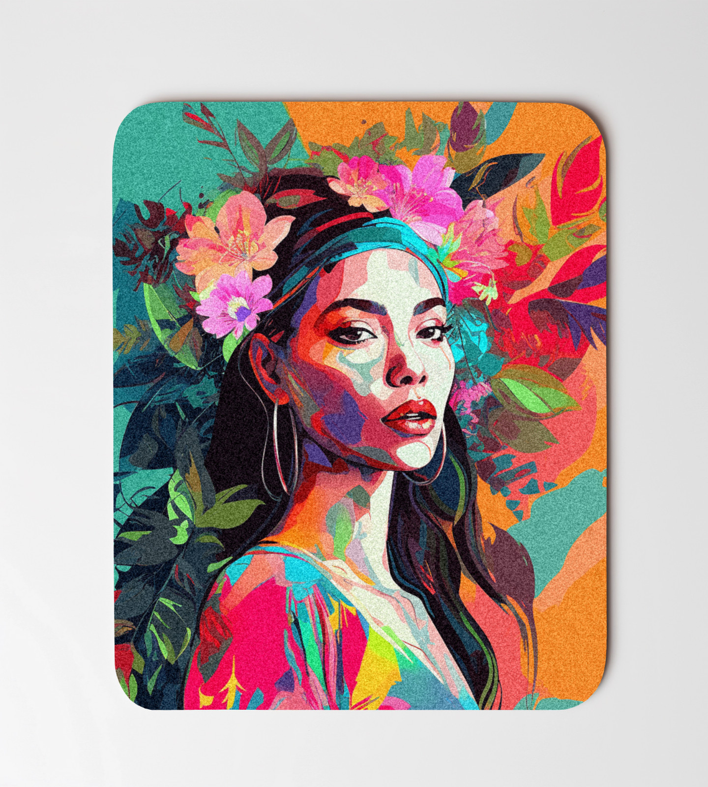 A Woman With Flowers Abstract Art Mouse Pad 8"x9.5" Non Slip Rectangle Mousepad