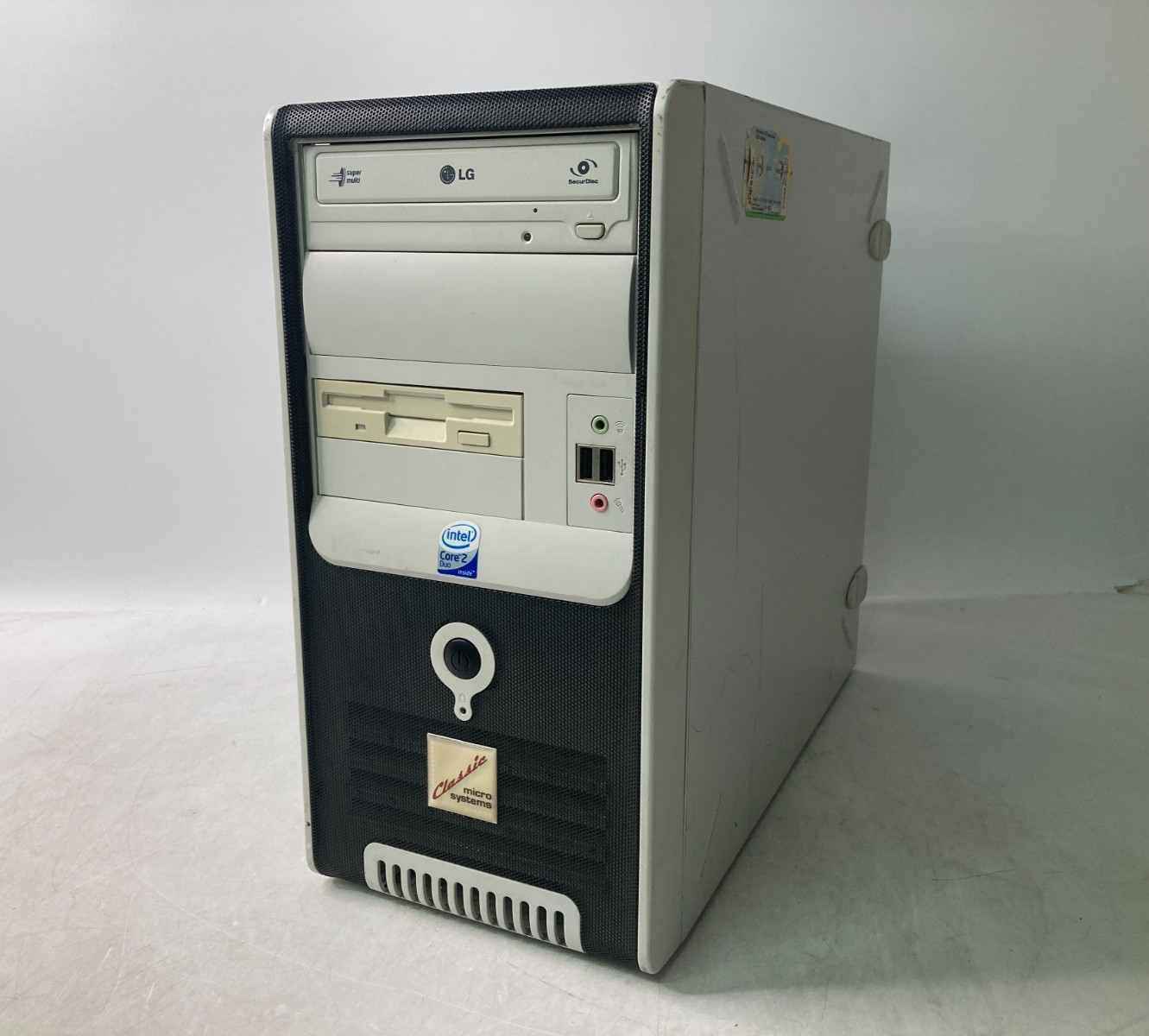 Vintage Classic Micro System Black & White PC Case w/ PSU DVD & Floppy Drive