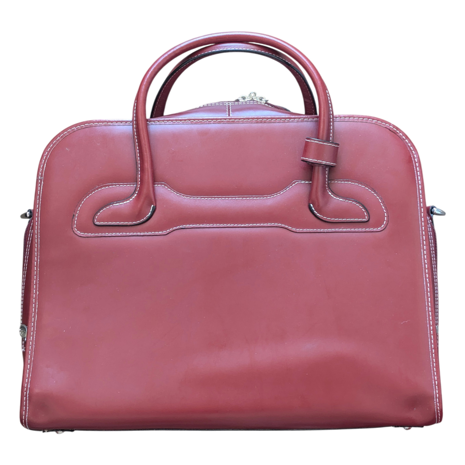 McKlein Willowbrook 94986 Red Leather Laptop Briefcase Bag Strap NO ROLLER