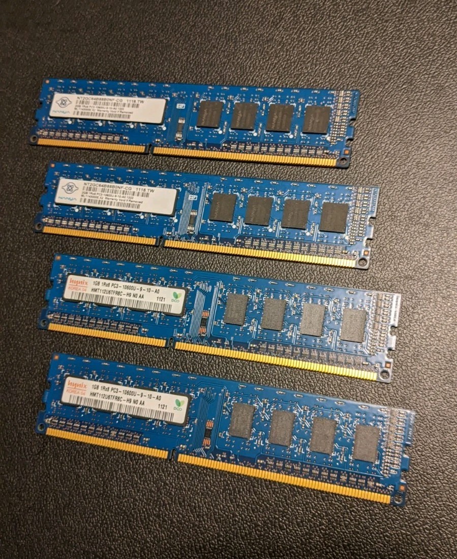 2x2gb and 2x1gb DDR3-1333MHz PC3-10600u Desktop RAM
