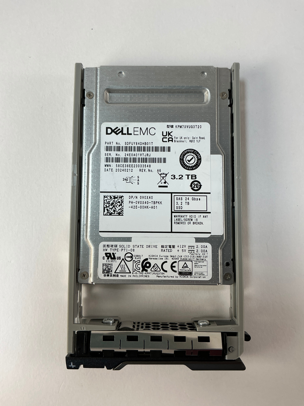 V0X40 DELL 3.2TB SSD SAS 2.5 24G MU ISE KPM7XVUG3T20 0V0X40