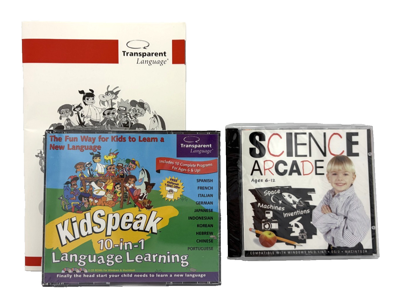 Kidspeak Language Learning CD 10 in 1 and Science Arcade Ages 6+ Windows OR Mac