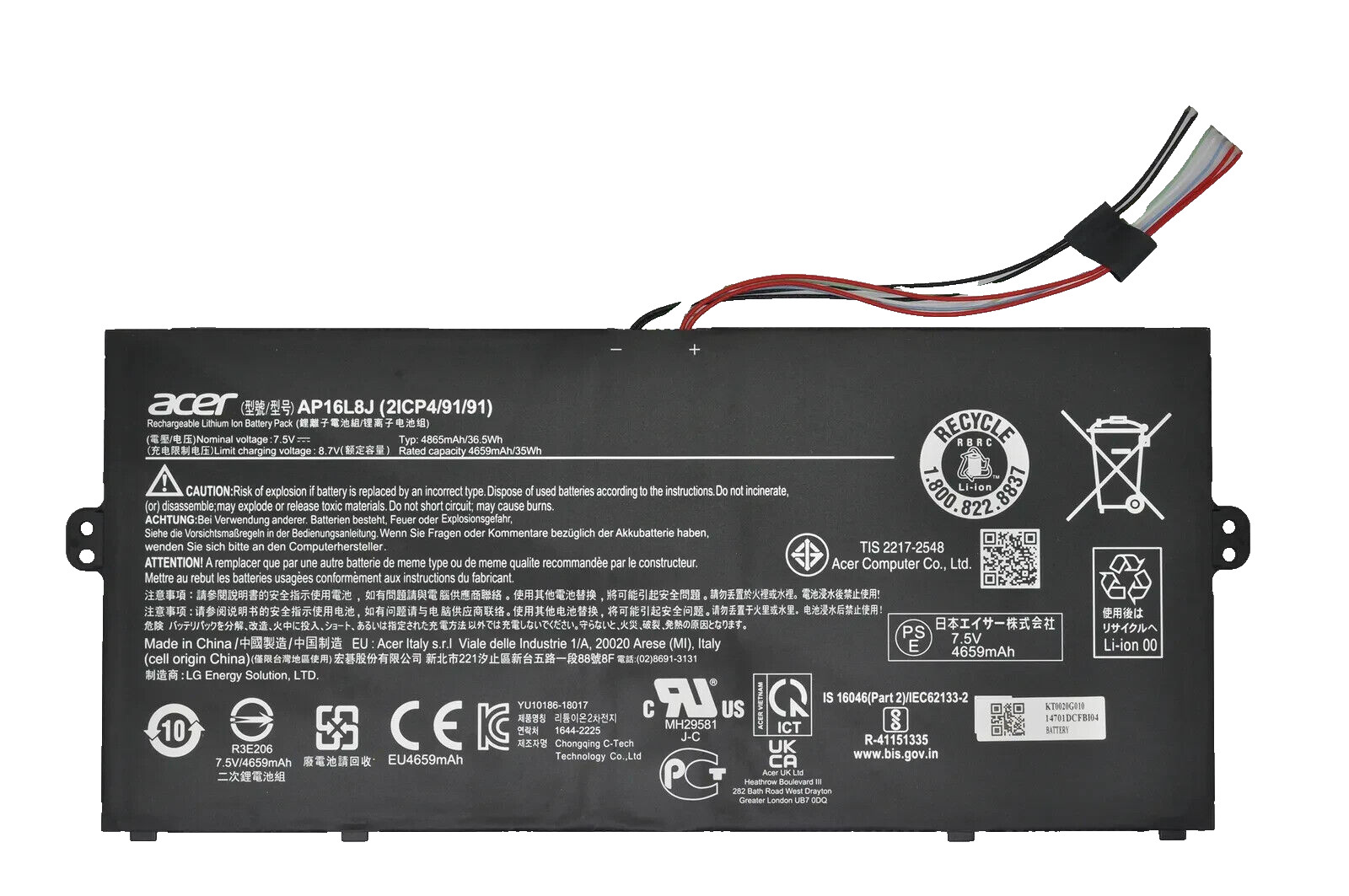 Genuine AP16L8J battery for Acer Chromebook Spin 311 CP311-3H-K2RJ CP311-2H-C679