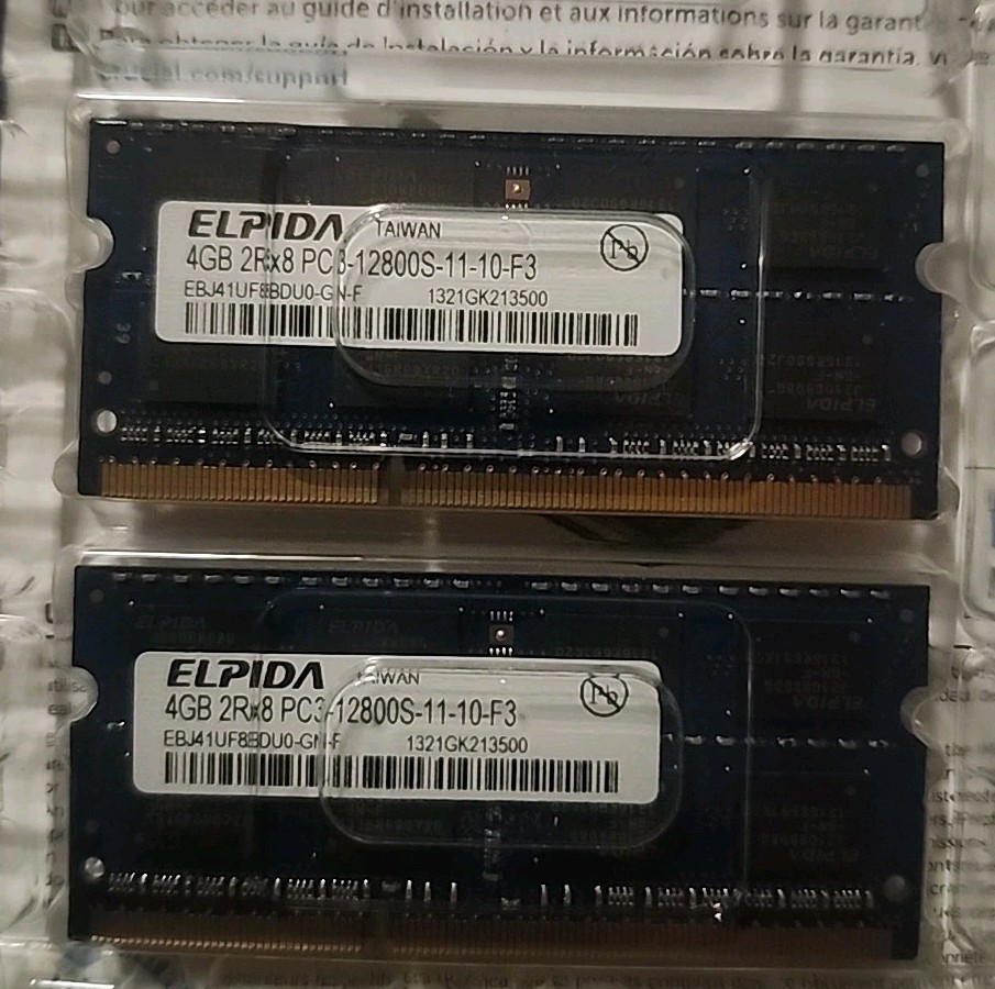 Elpida 4GB 2Rx8 PC3-12800S-11-10-F3 EBJ41UF8DU0-GN-F Laptop Memory RAM