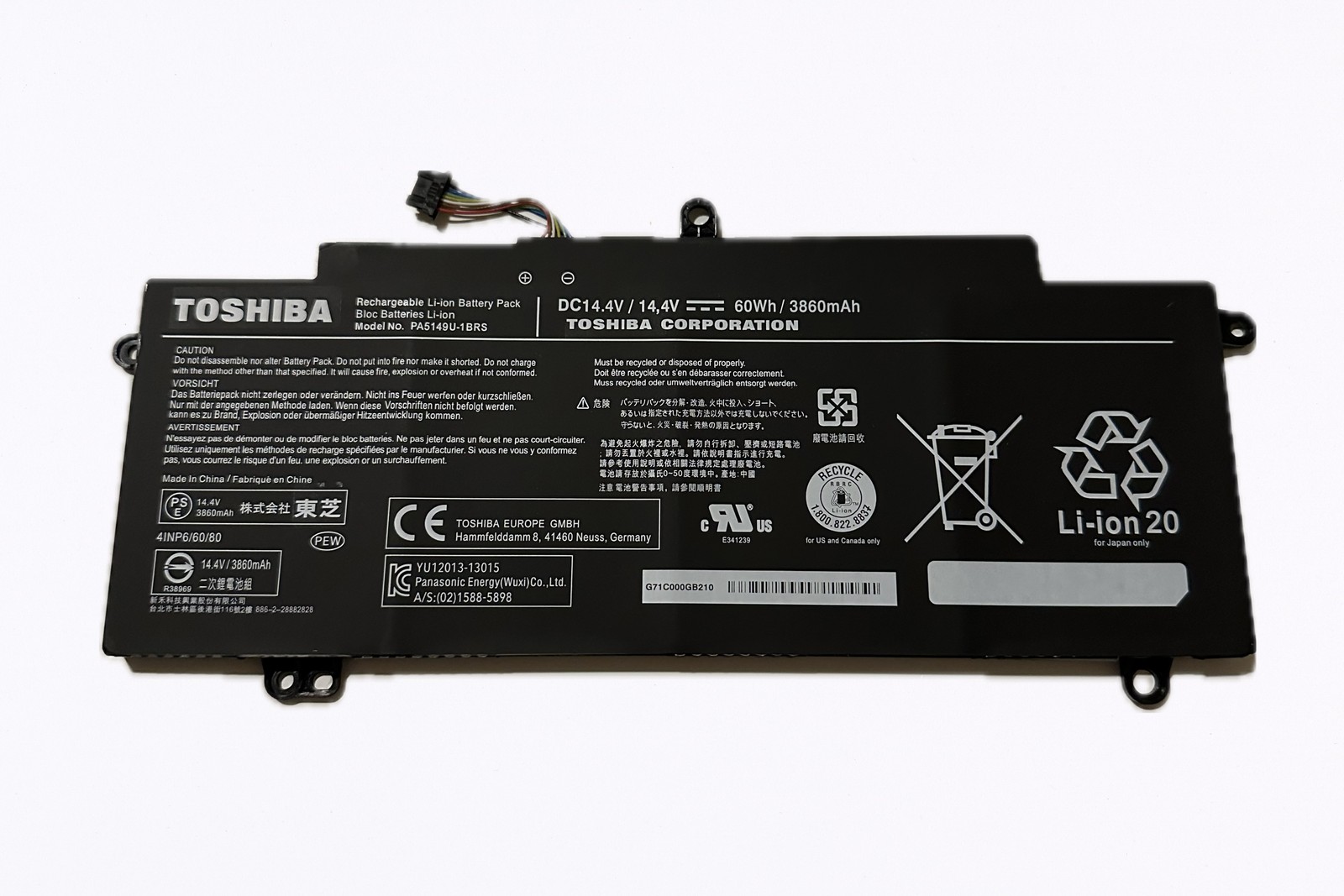 14.4V PA5149U-1BRS Lithium-ion Battery for Toshiba Tecra Z50-A-11H 4INP7/60/80