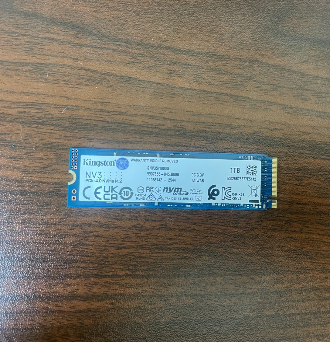 Kingston 2280mm NV3 1TB M.2 NVMe Gen 4.0 x 4 SSD SNV3S/1000 Never been used