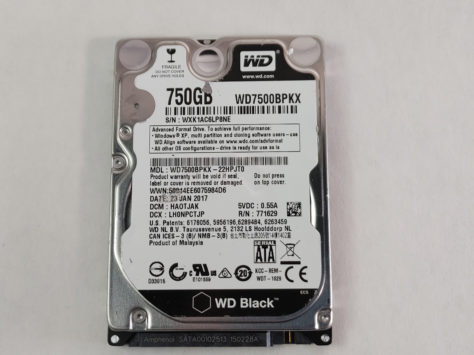 Western Digital WD Black WD7500BPKX 750GB 2.5" SATA III Laptop Hard Drive