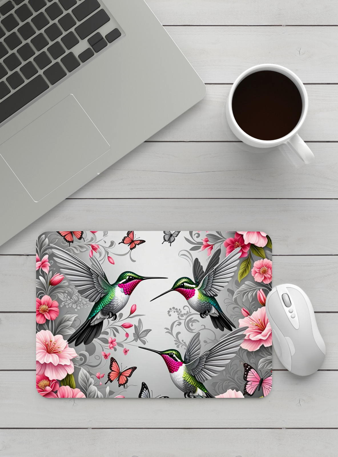 For the Love of Hummingbirds Handmade Designed Mouse Pad.
