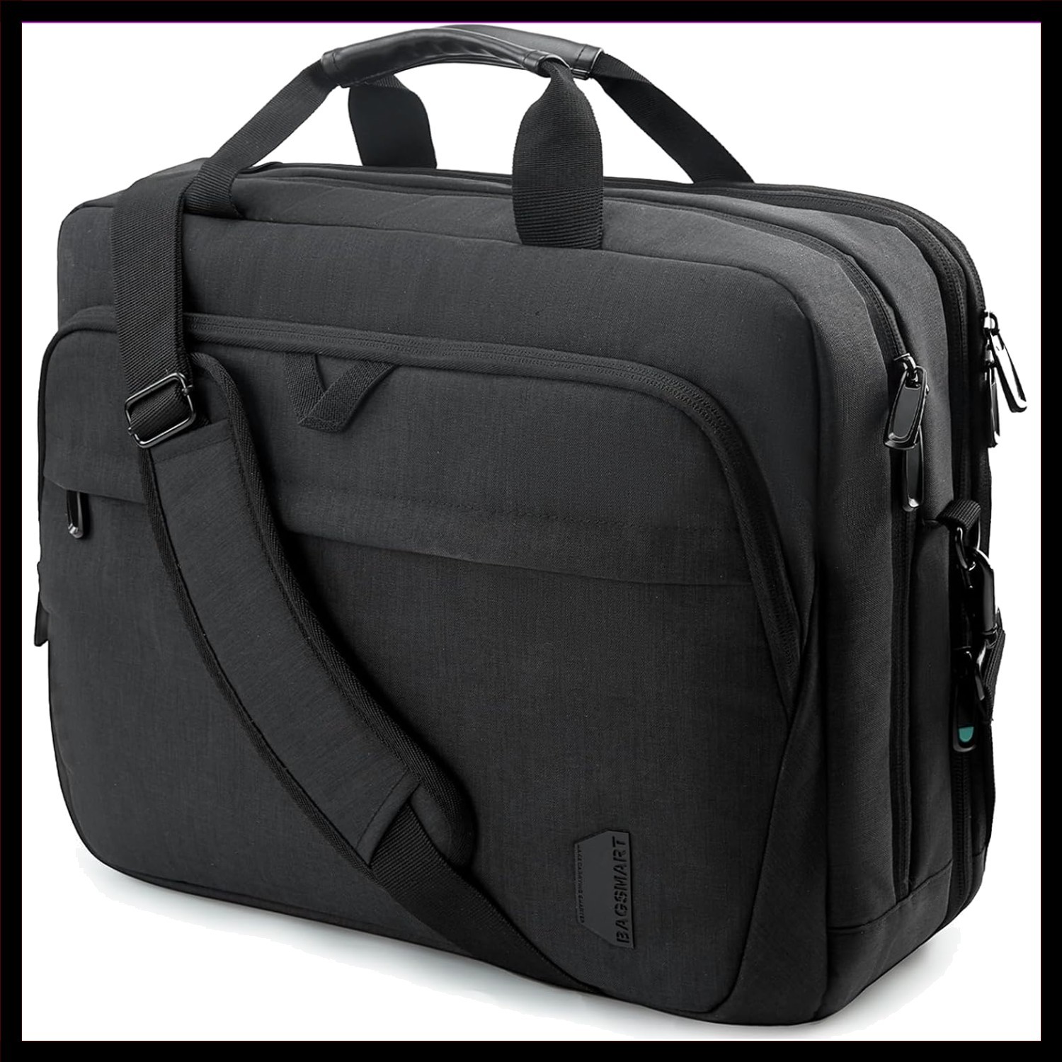 Versatile 17.3-Inch Black Laptop Briefcase with Expansion & Laptop Protection