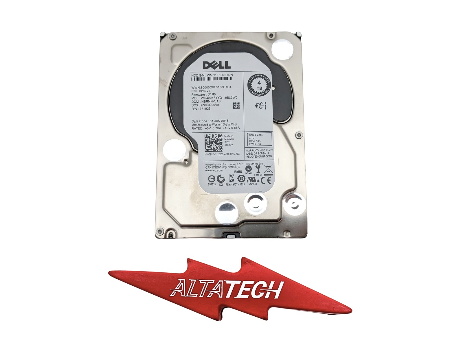 Western Digital WD4001FYYG 4TB 7.2K SAS 3.5 6G HDD Hard Drive Disk Dell 202V7