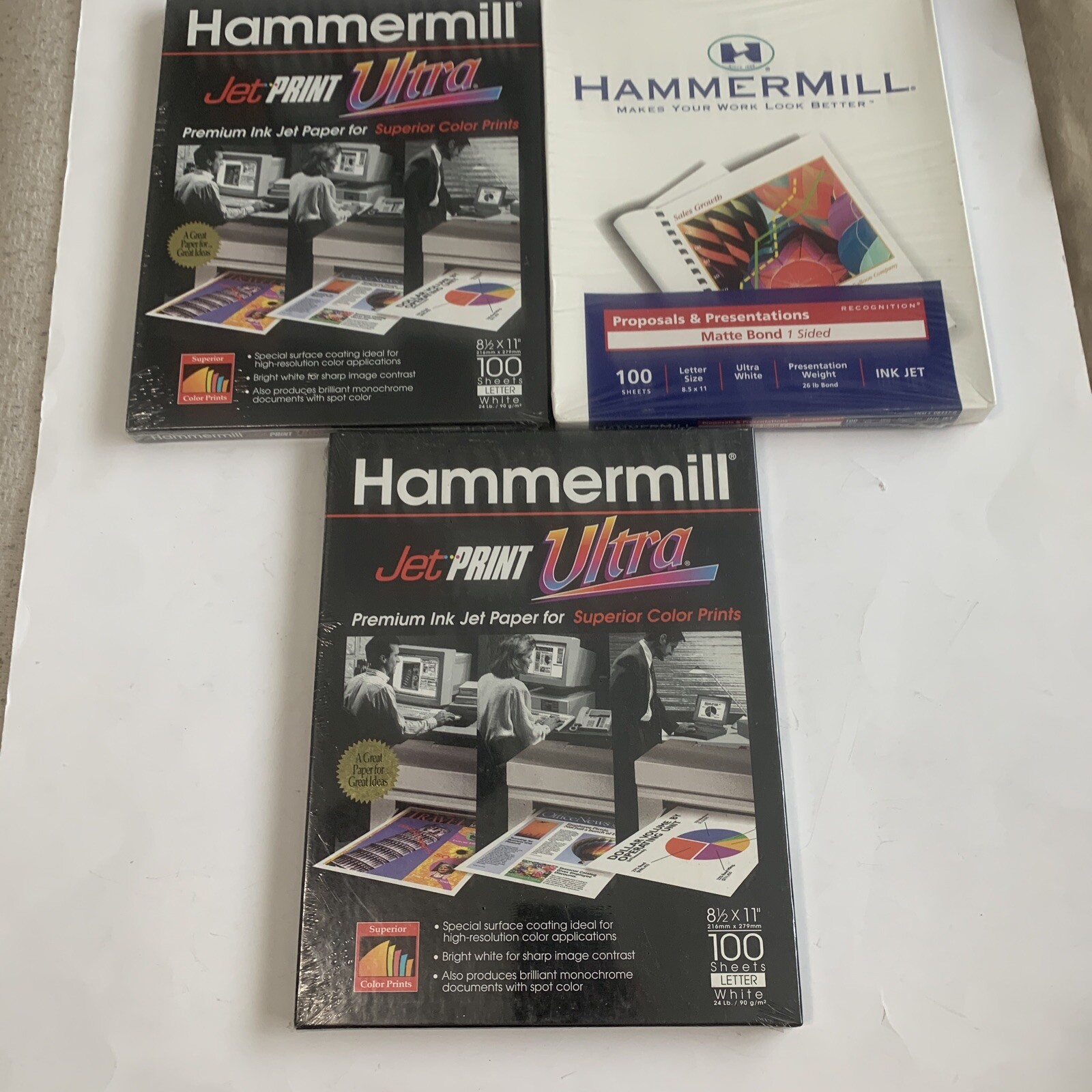 2 High Quality Hammermill Jet Print Ultra Ink Jet Paper 8.5" X 11" 100 sheets