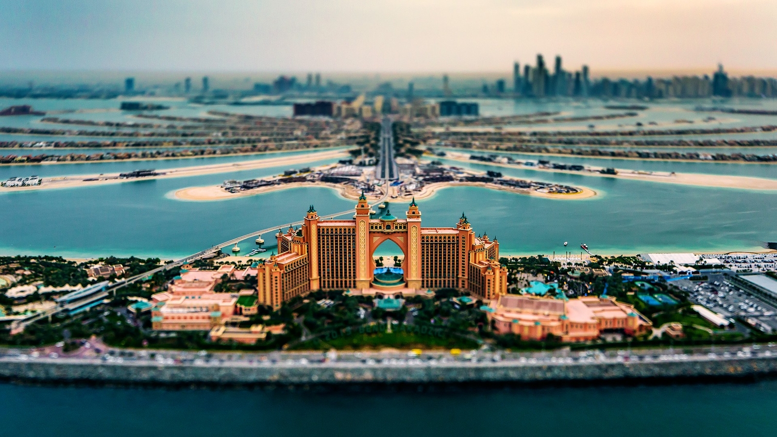 Landscape tilt shift cityscape dubai united arab Custom Gaming Mat Desk