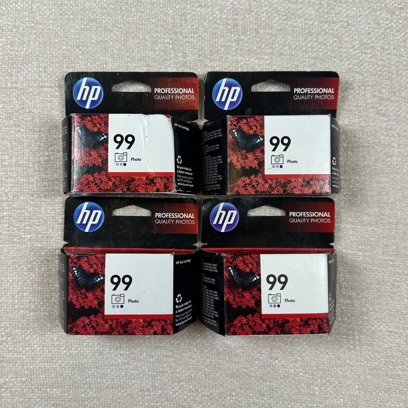 HP 99 Photo Ink Cartridge Lot of 4 Expired OEM Sealed Printer Ink