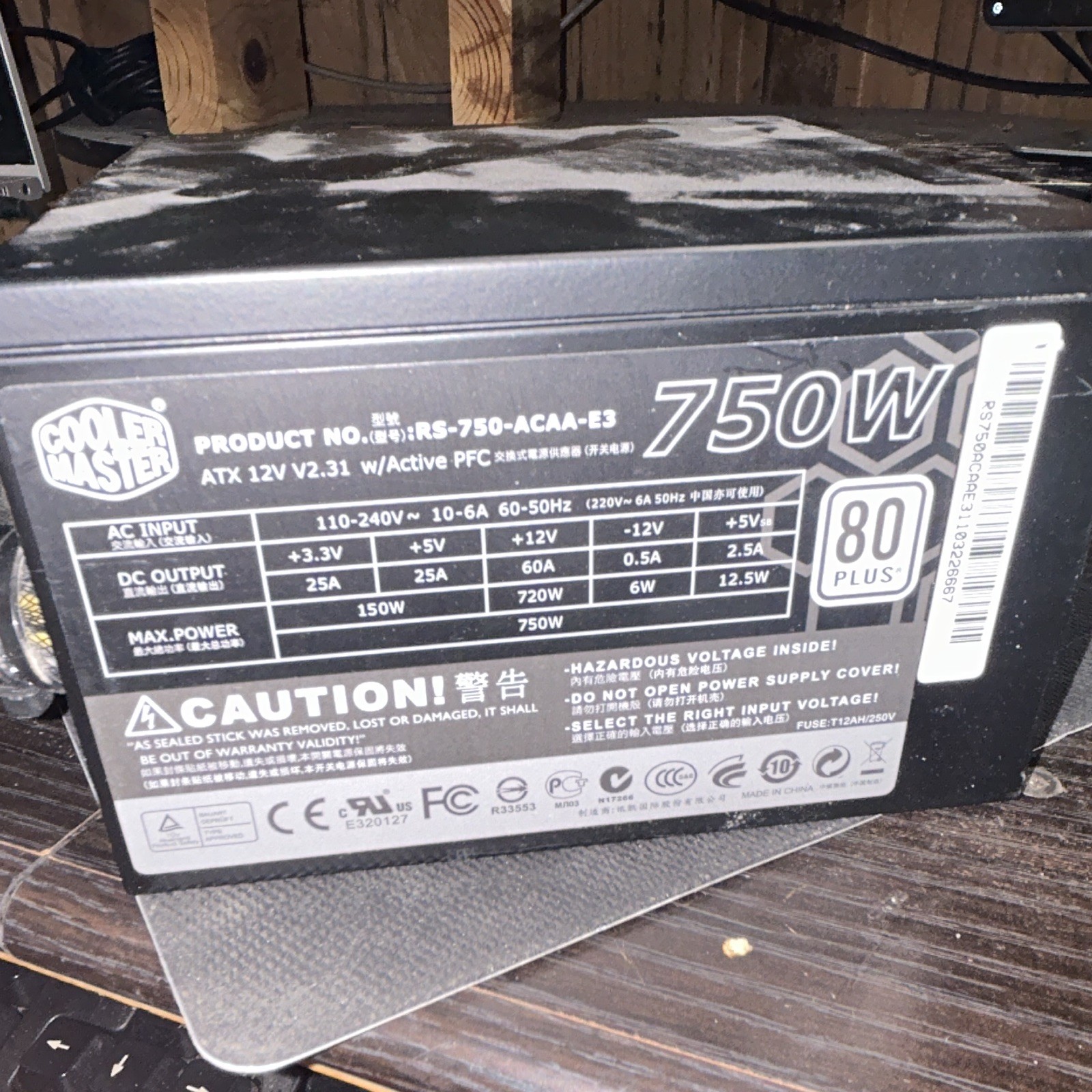 Cooler Master GX 750W ATX 80 PLUS PSU RS-750-ACAA-E3 24Pin SATA PCIe
