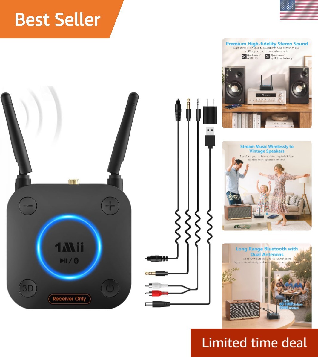 Upgrade Your Home Stereo with B06Pro Bluetooth Receiver - Low Latency & 3D Sound