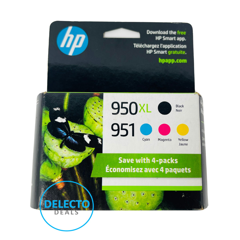 4-PACK HP GENUINE 950XL BLACK & 951 COLOR INK OFFICEJET PRO 8610 SEALED 7/2026+