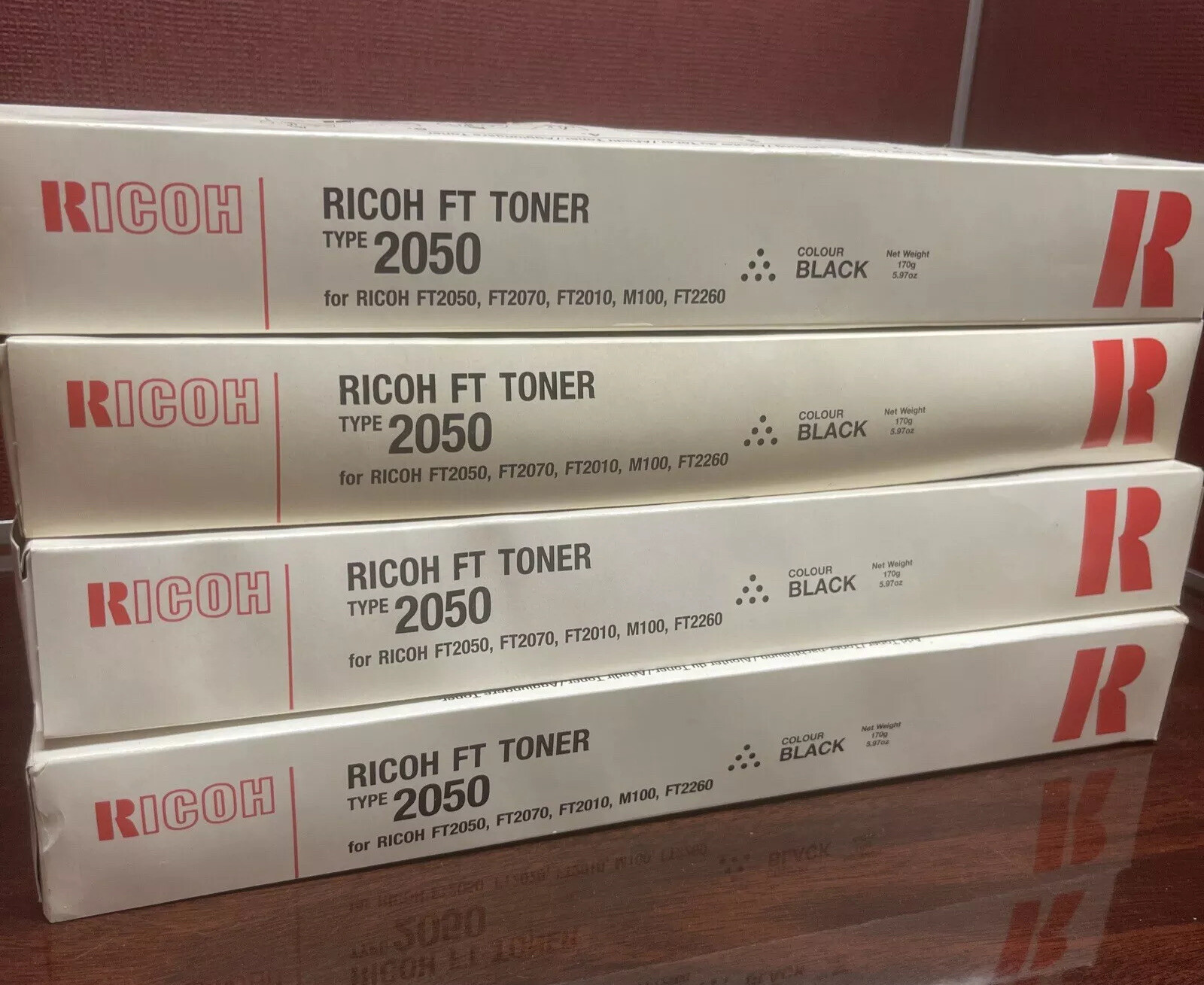 Lot of 4 RICOH FT TONER Type 2050 Black FT2070, FT2010, M100, FT2260 Genuine