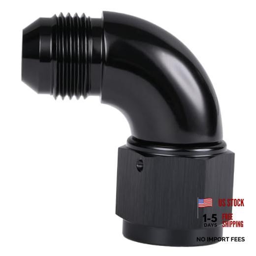 Black 10AN Swivel Fitting 90 Degree Male to Female - Full Flow Fitting 10AN