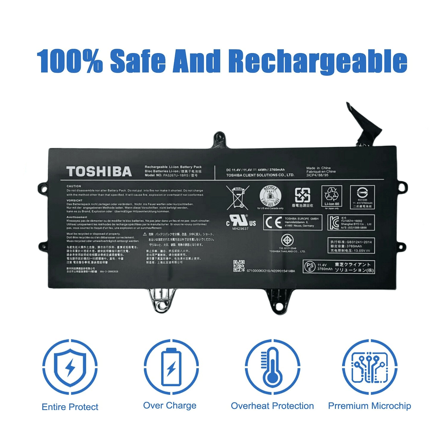 New Genuine  PA5267U-1BRS 44W Battery for Toshiba Portege X20W X20W-D-10Q X20W-E