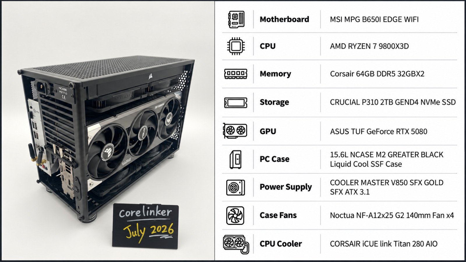 "Project Obsidian Nano" | 9800X3D | 5080 TUF | 64GB DDR5 | 2TB NVMe |