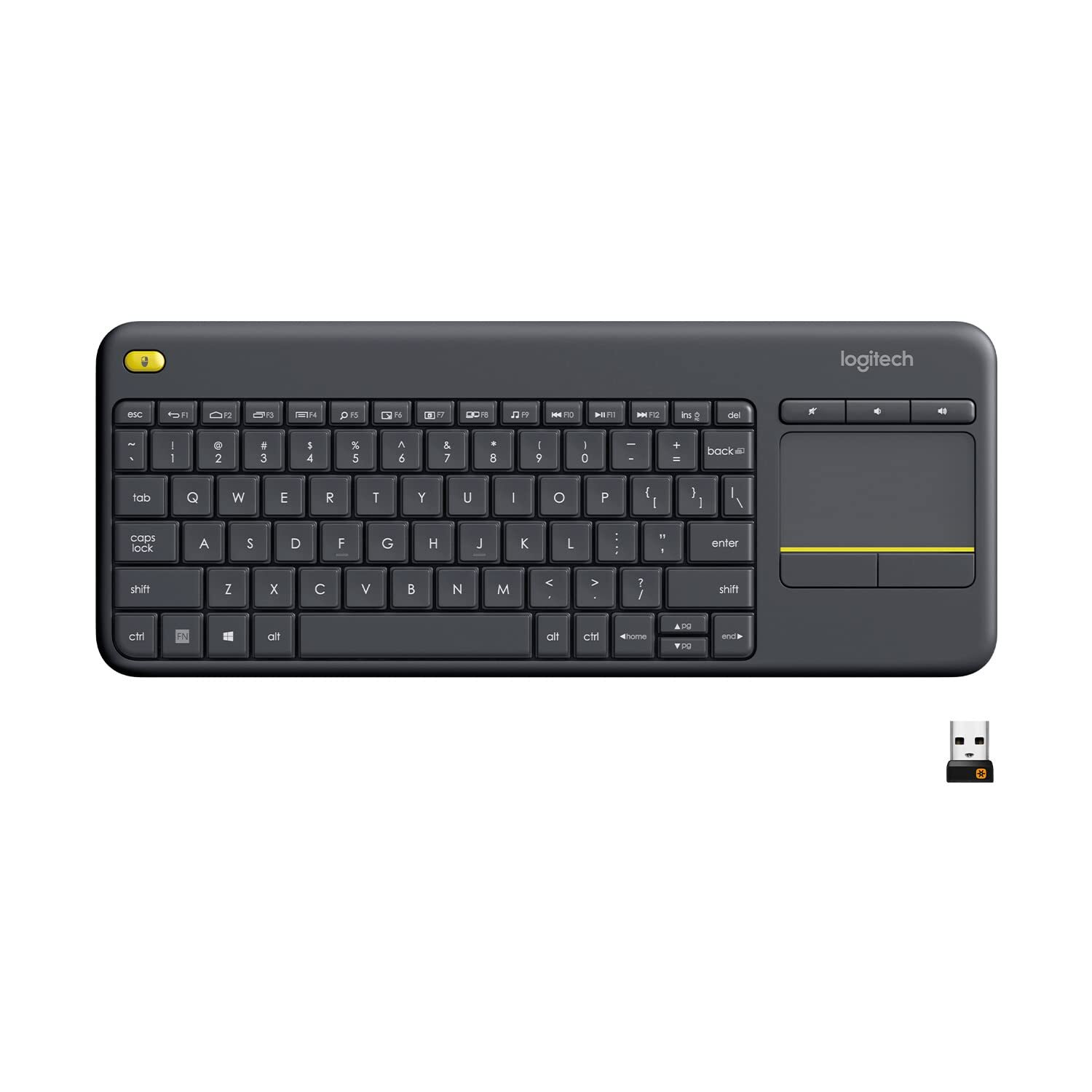 Logitech K400 Plus Wireless Touch Keyboard for TV PC Entertainment Black