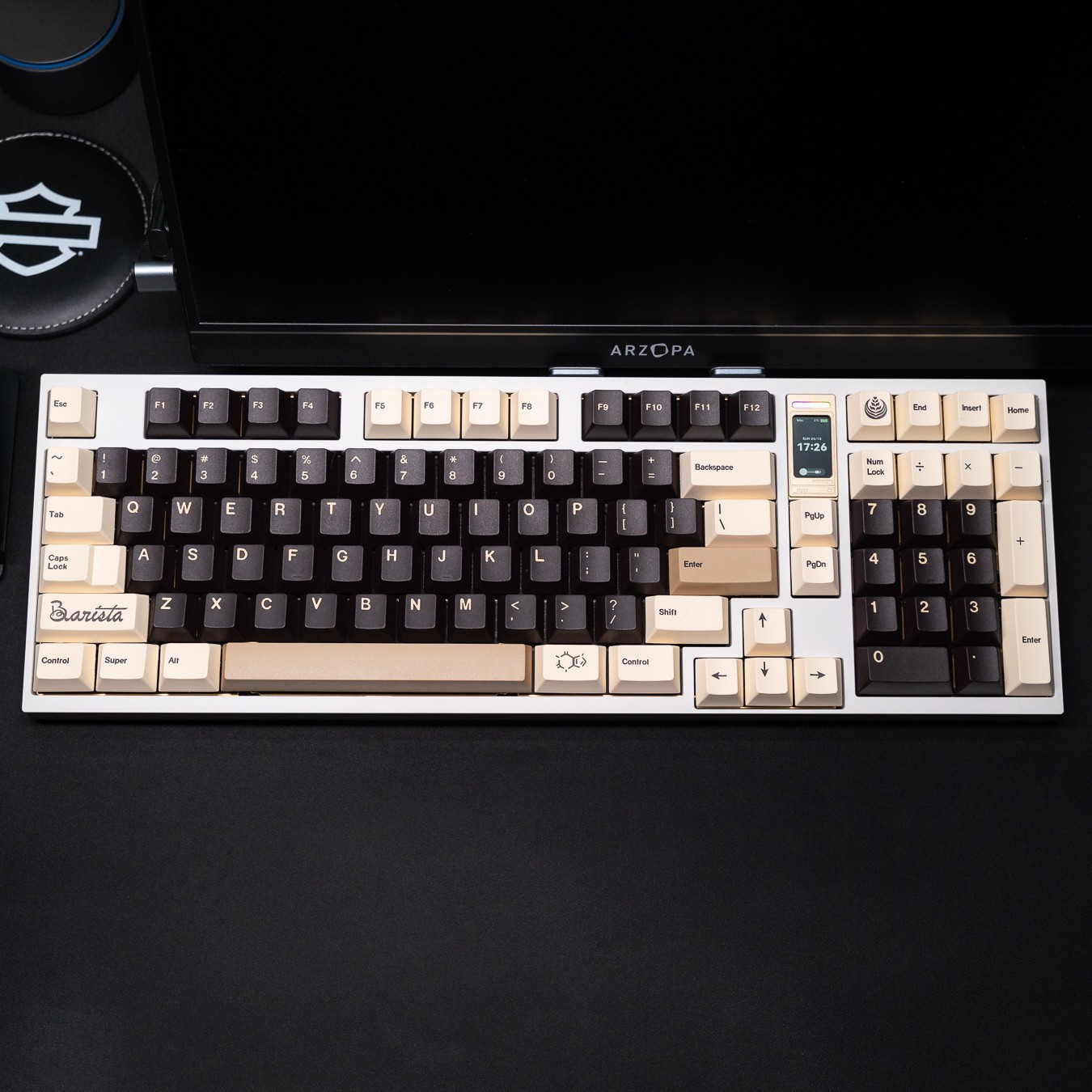 QwertyKeys QK100 E-White Tri-Mode Hot-Swap ANSI Custom Mechanical Keyboard LCD