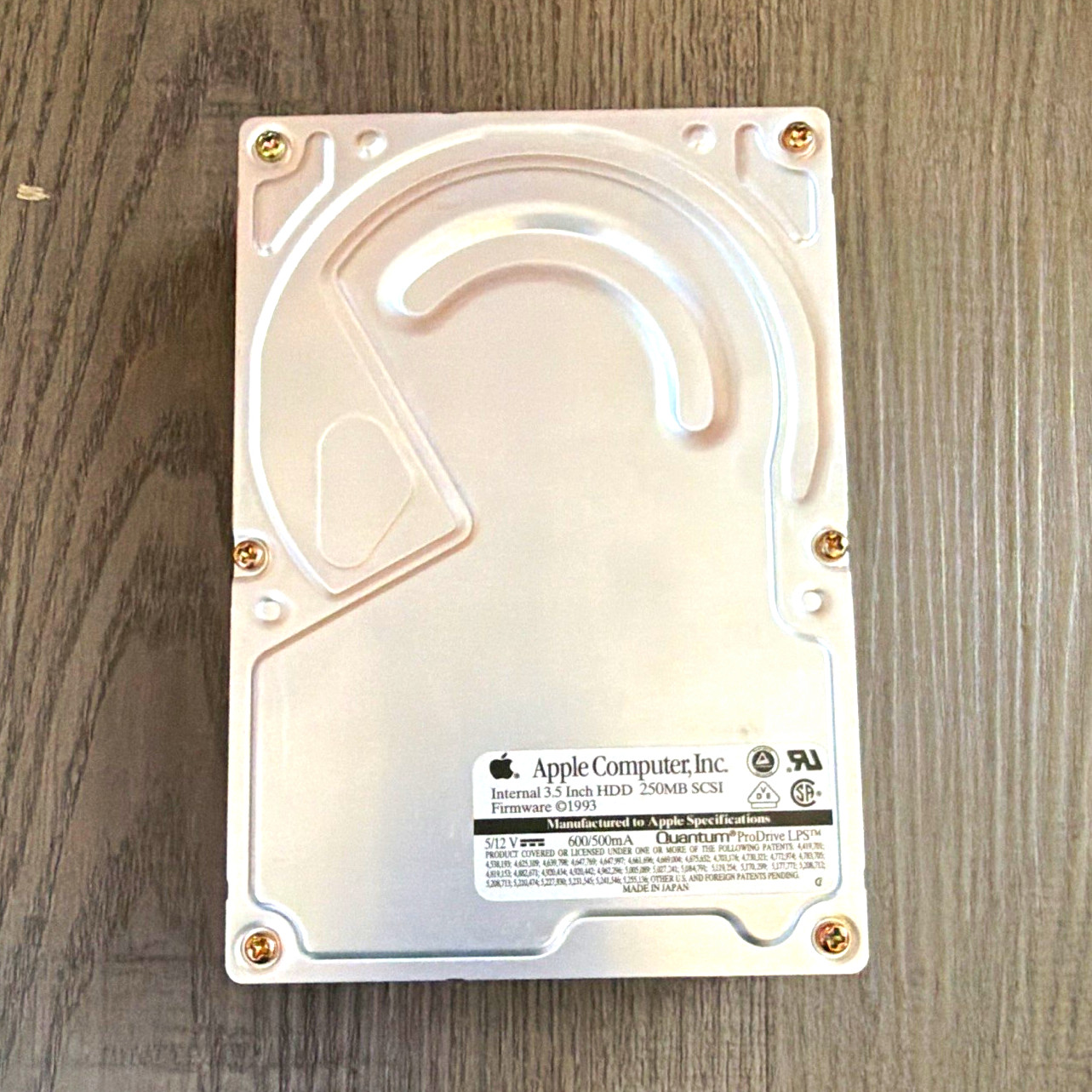 Vintage 1993 Apple Computer Internal 3.5 Inch HDD 250MB SCSI Firmware