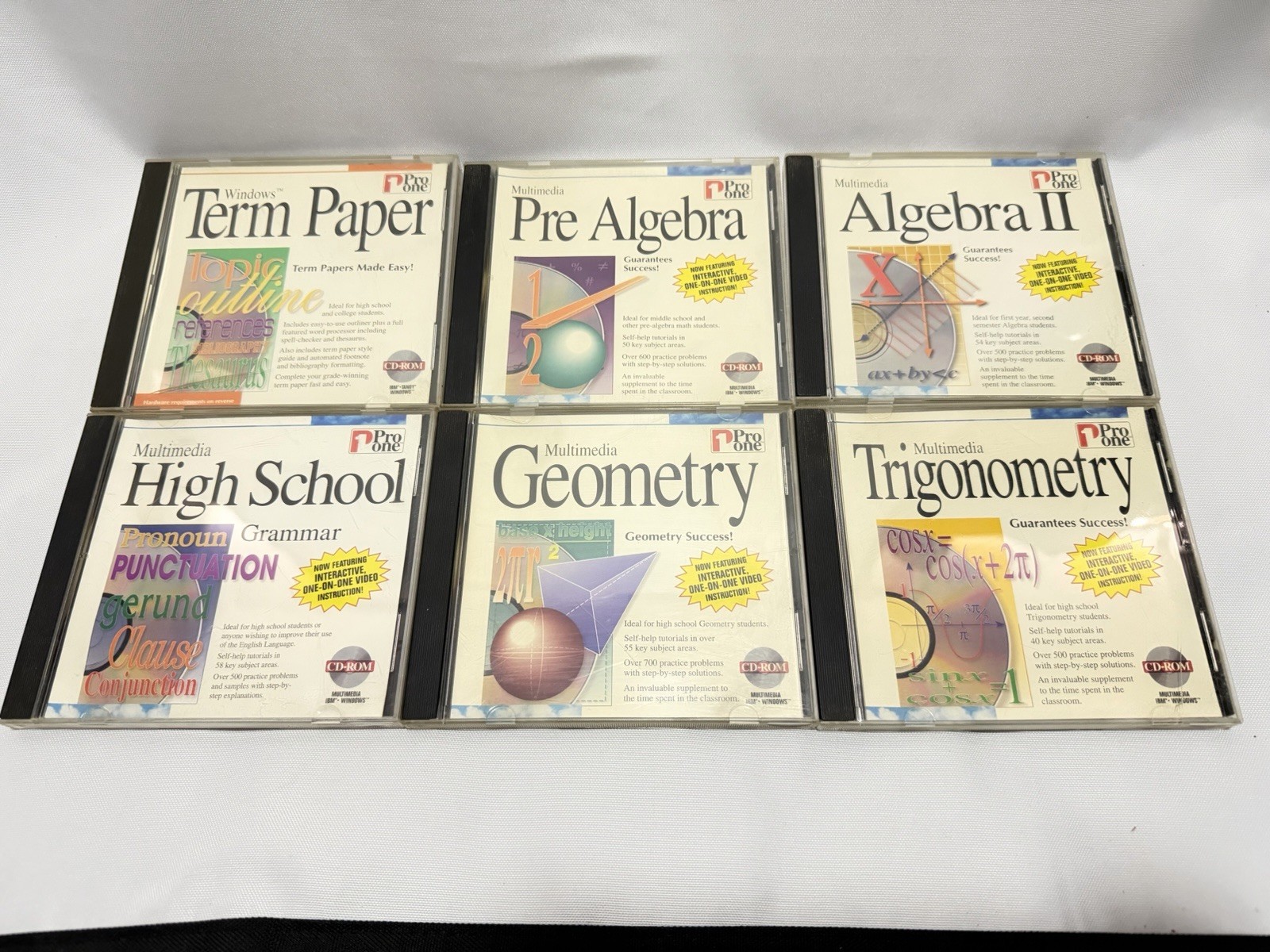 Vintage Pro One Multimedia Math Software Lot (6 CDs) -Geometry, Algebra… See Des