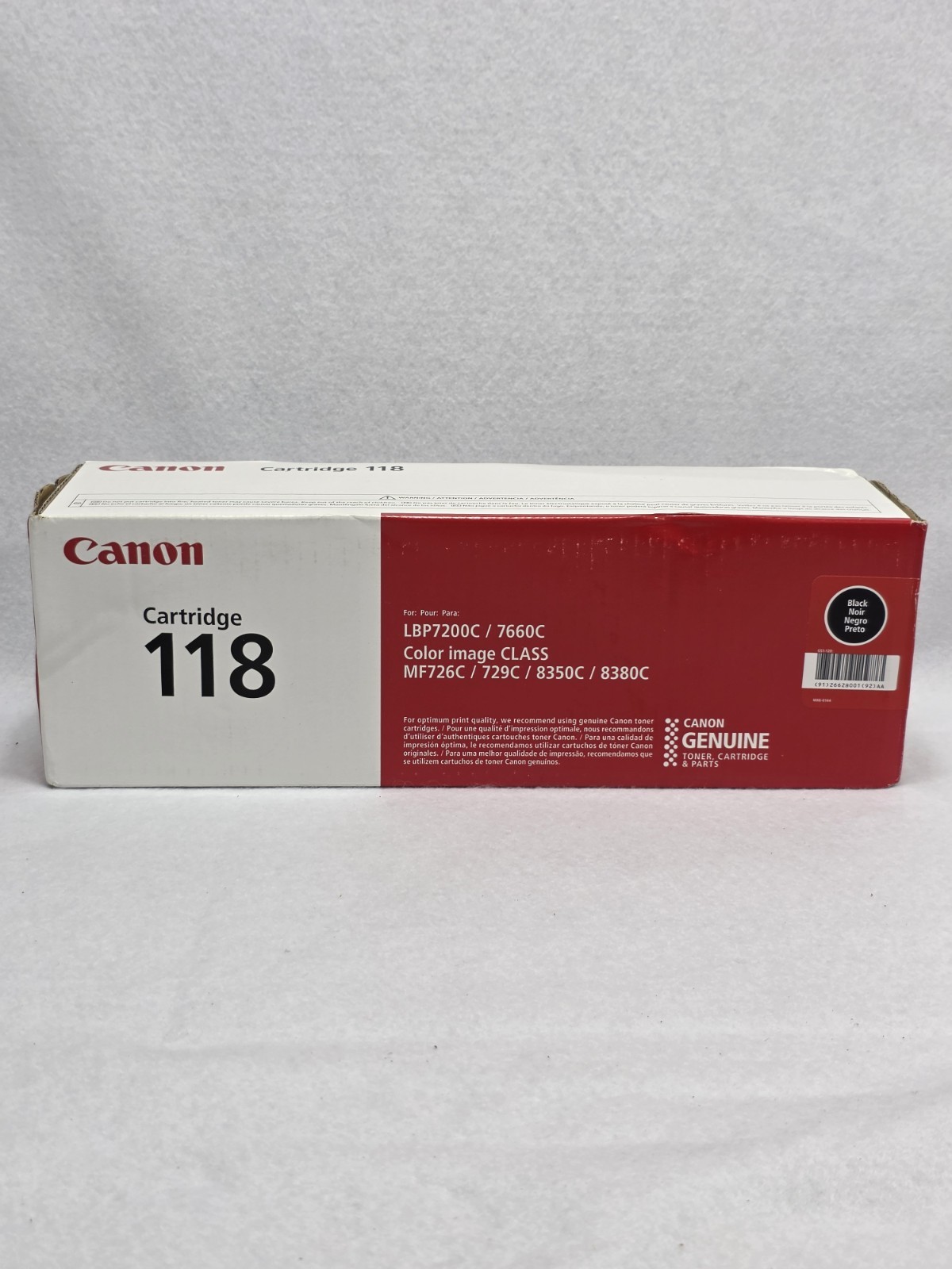 Genuine Canon 118 (2662B001) Black Toner Cartridge NEW SEALED 