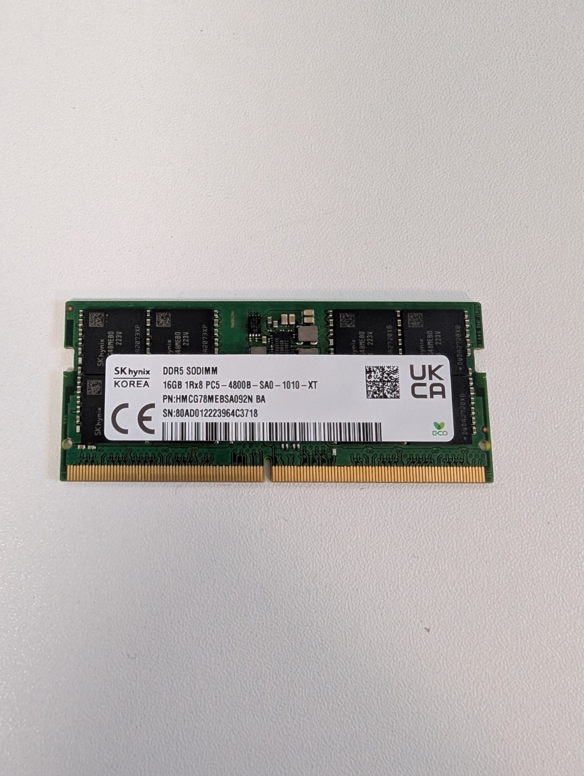 SK hynix 16GB 1x16GB DDR5 4800 SO-DIMM CL40 Laptop Memory HMCG78MEBSA092N
