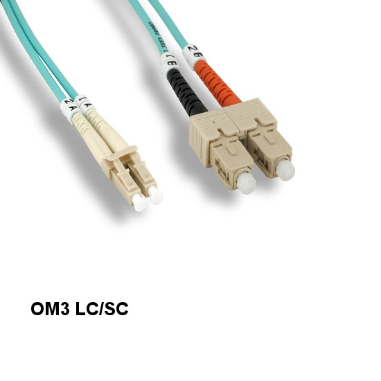 [10X] Kentek 2m OM3 LC to SC 10Gb Multi-Mode Fiber Optic Cable 50/125 Duplex
