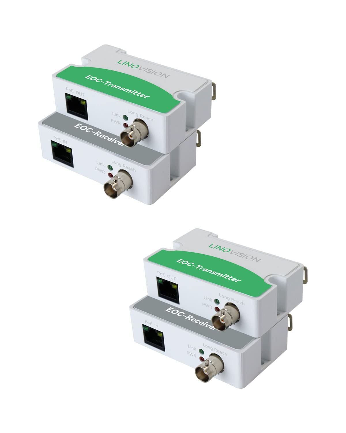 LNOVISION Longreach Poe over Coax Eoc Converter, IP over Coax (2 Pack) | up to 3
