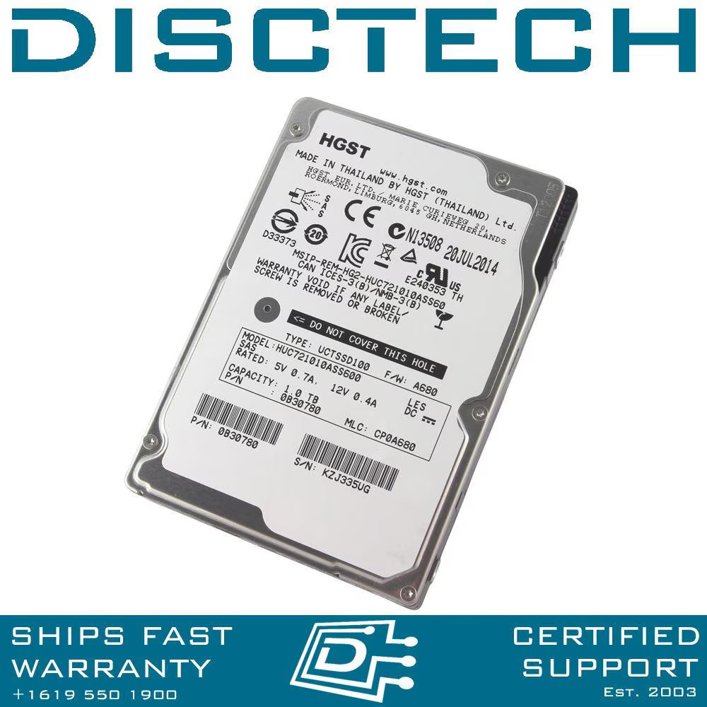 Hitachi 0B30780/HUC721010ASS600 1TB 2.5" Ultrastar C7K1000 Enterprise SAS HDD