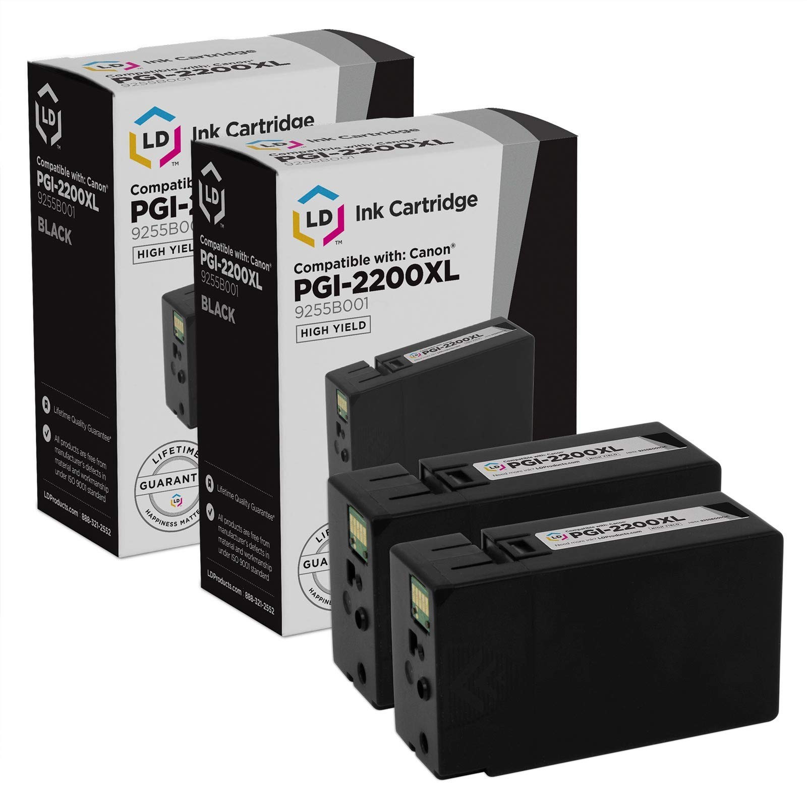 LD PGI-2200XL 9255B001 2pk Black HY Ink Cartridge for Canon MB5320 iB4020 iB4120