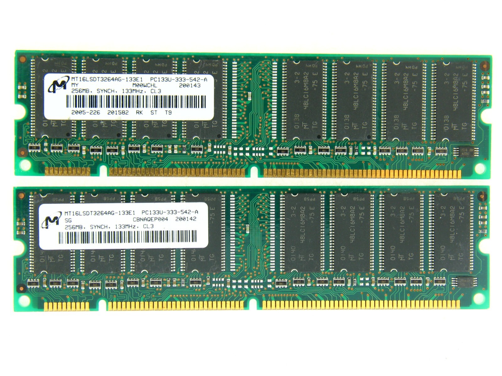 Micron 512MB (2X256MB) PC133 133MHz 168Pin Desktop SDRAM Memory Ram NON-ECC