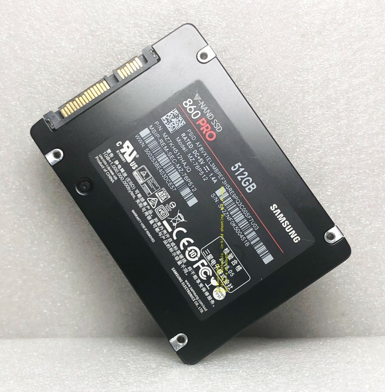 Samsung 860 Pro MZ-76P512 512 GB 2,5 "SATA III SSD 6,0 Gb / s
