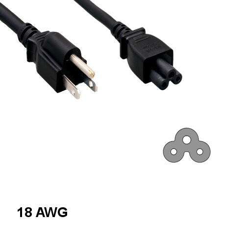 Kentek 6Ft 3 Prong Power Cord NEMA 5-15P to IEC320 C5 18AWG for Laptop/LED TV UL
