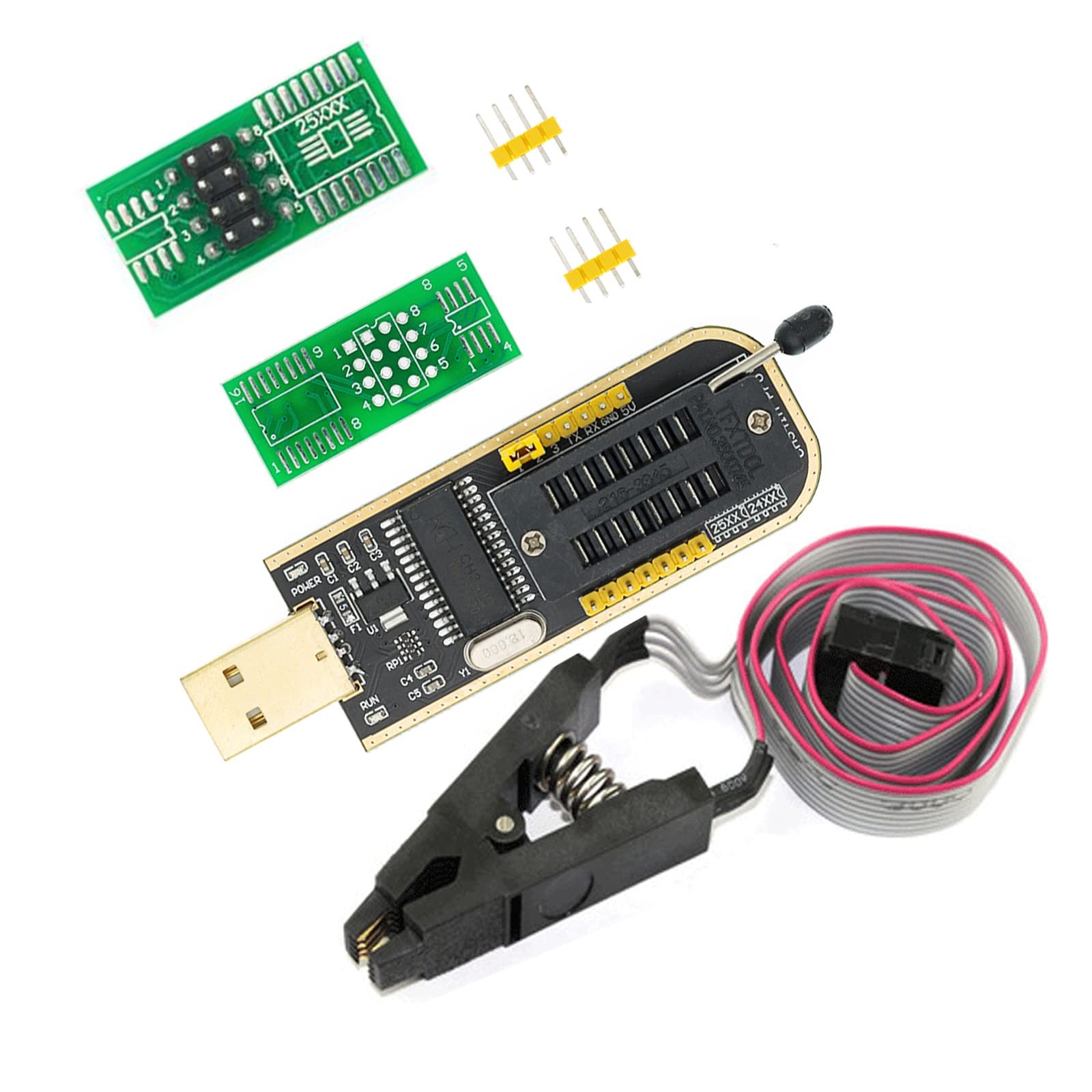 USB Programmer CH341A 24 25 Series Flash Module with SOIC8 SOP8 Test Clip...