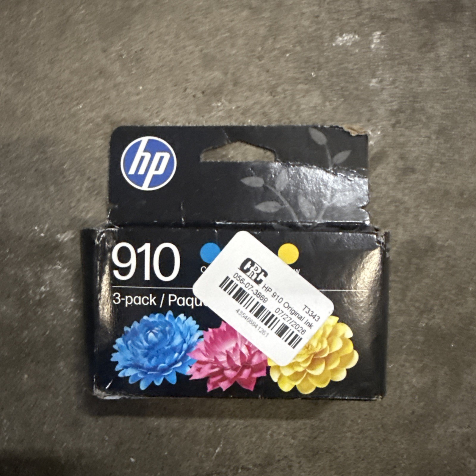 HP 910 3 Pack Cyan/Magenta/Yellow Original Ink Cartridges -Exp 2027