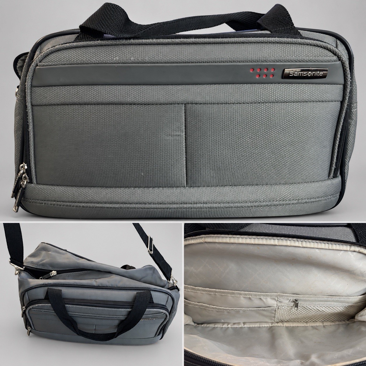 Samsonite Gray Laptop Briefcase Messenger Shoulder Bag with Adjustable Strap J3
