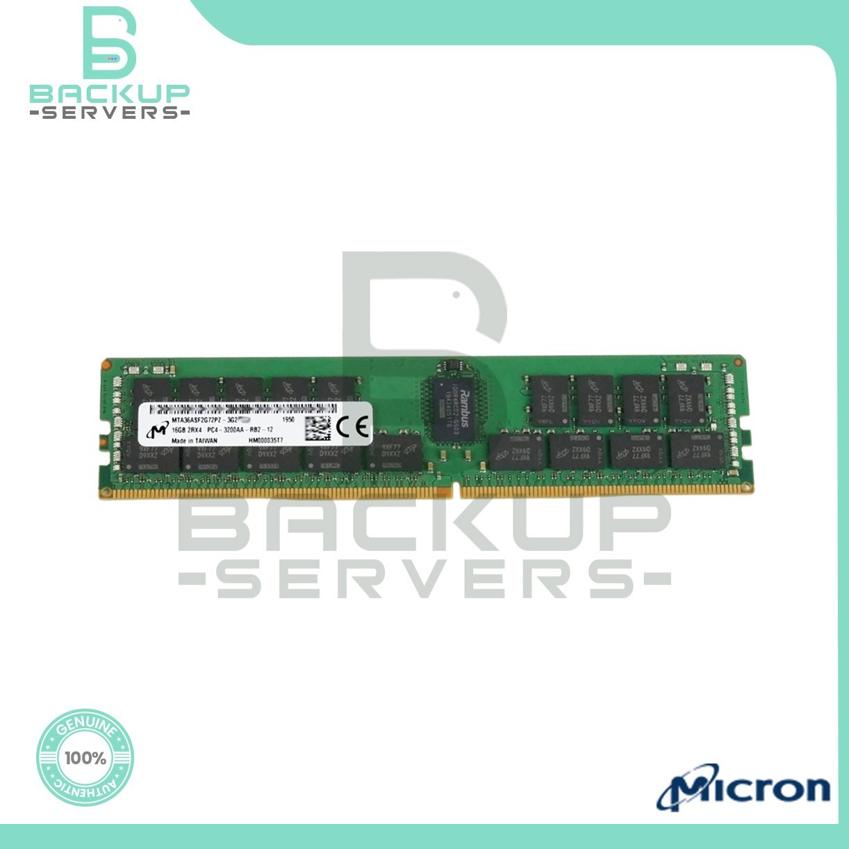 MTA36ASF2G72PZ-3G2 Micron 16GB 3200MHz PC4-25600 288-Pin CL22 2Rx4 ECC Memory