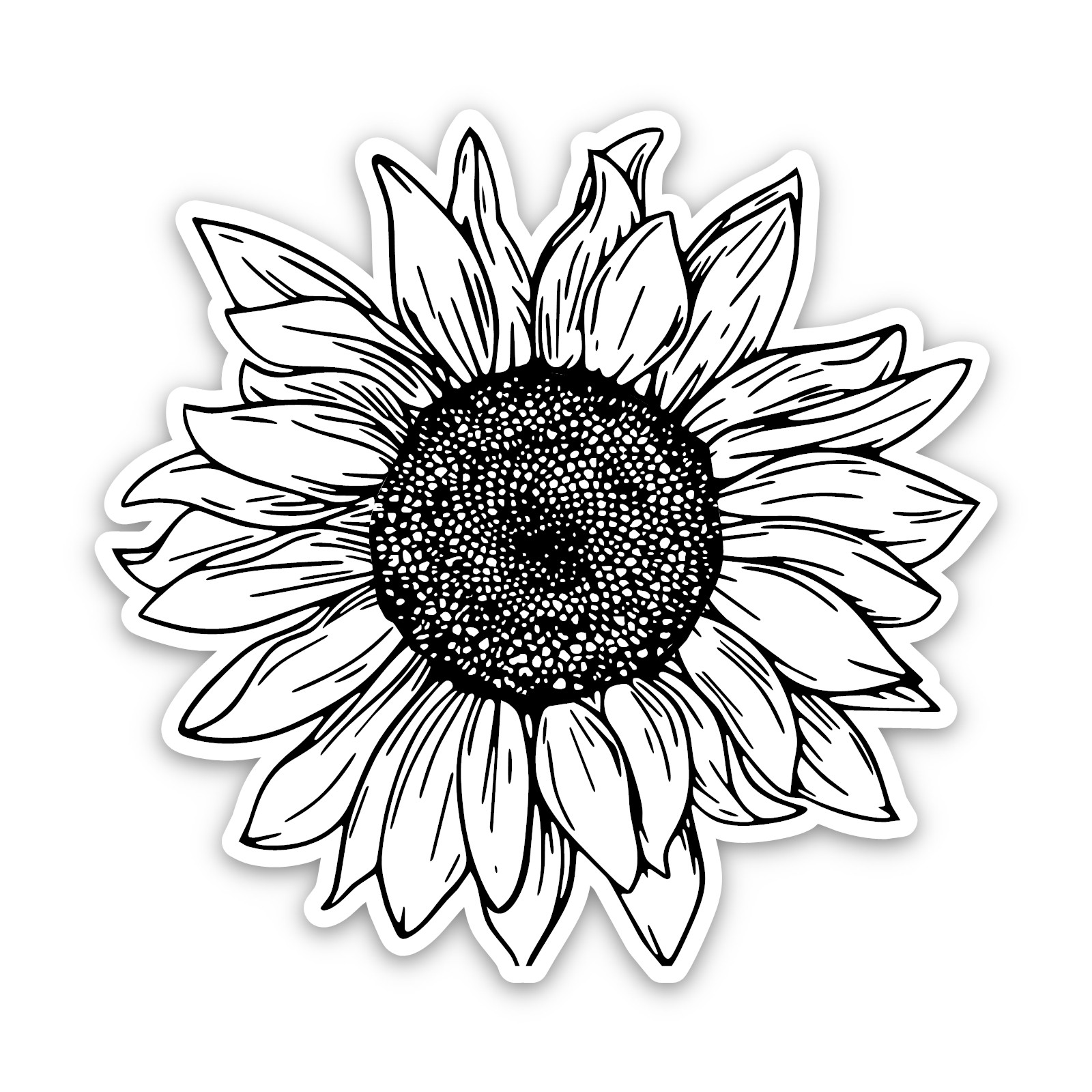 White Sunflower Sticker, Minimalist Boho Decal for Laptops & Indoor Use 1.5-6"