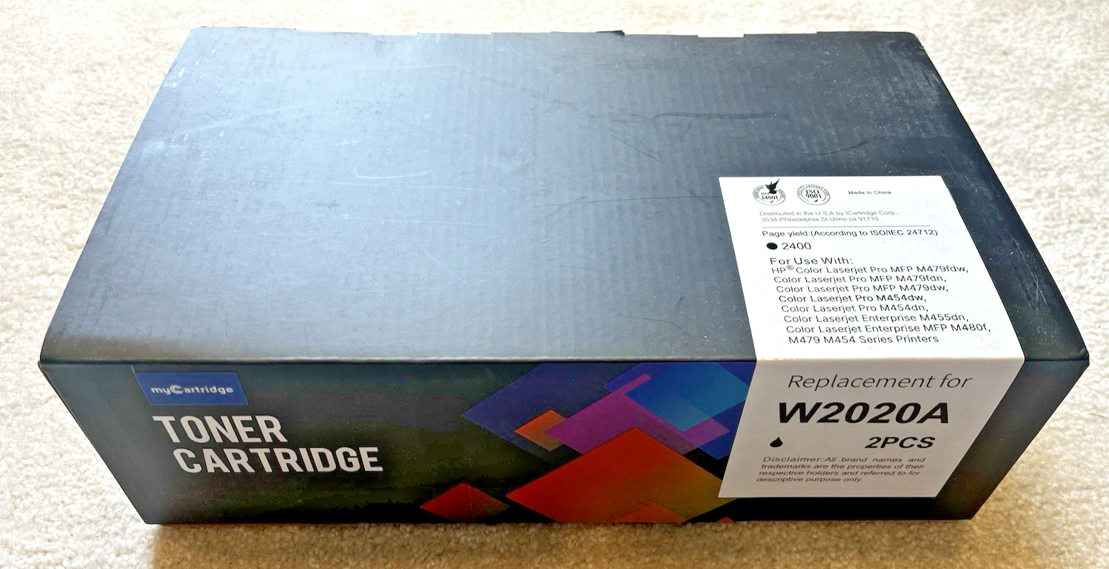 New Sealed myCartridge W2020A Toner Cartridges 2-Pack for HP Color Laserjet
